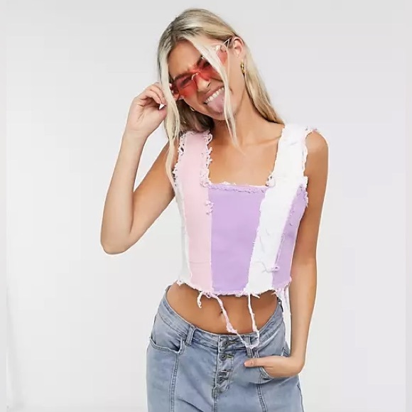 Jaded London patchwork denim corset top - Picture 6 of 6